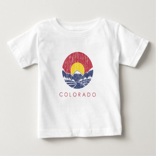 Vintage Rocky Mountain Colorado Sunset Logo Baby T_Shirt