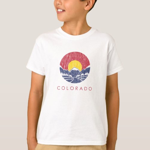 Vintage Rocky Mountain Colorado Sunset Logo T_Shirt