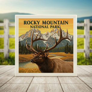 Vintage Rocky Mountain National Park Ceramic Tile