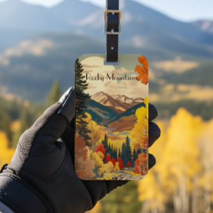 Vintage Rocky Mountain National Park Travel Art Luggage Tag