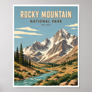 Vintage Rocky Mountain National Park Travel Poster