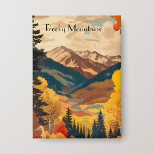 Vintage Rocky Mountains Autumn Custom Text Button