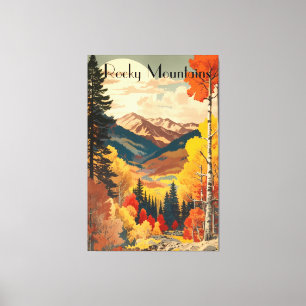 Vintage Rocky Mountains Autumn Custom Text Canvas Print