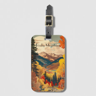 Vintage Rocky Mountains Autumn Custom Text Luggage Tag