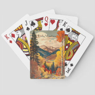 Vintage Rocky Mountains Autumn Custom Text Poker Cards