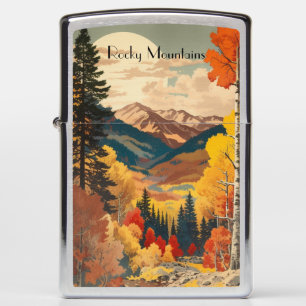 Vintage Rocky Mountains Autumn Custom Text Zippo Lighter
