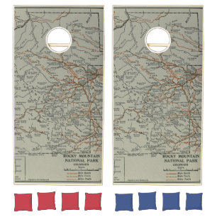 Vintage Rocky Mountains National Park Map (1919) Cornhole Set