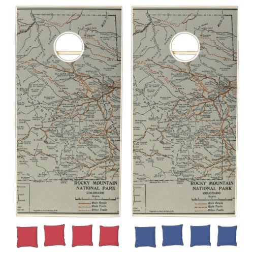 Vintage Rocky Mountains National Park Map 1919 Cornhole Set