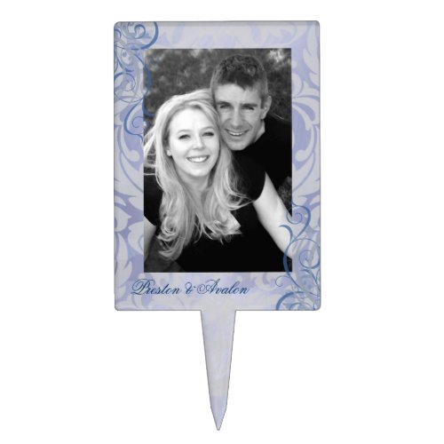 Vintage Rococo Blue Photo Cake Topper