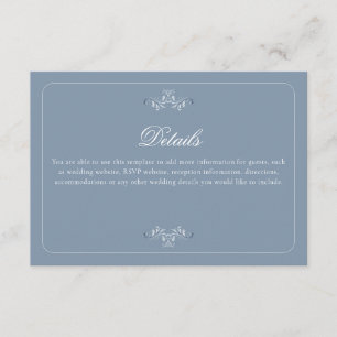 Vintage Rococo Dusty Blue Wedding Details Enclosure Card