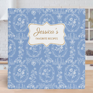 Vintage Rococo Floral Personalized Recipe Cookbook 3 Ring Binder