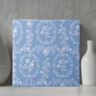 Vintage Rococo Flowers Floral Pattern Ceramic Tile