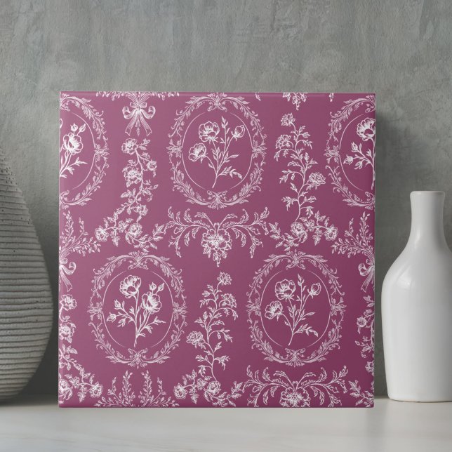 Vintage Rococo Flowers Floral Pattern Ceramic Tile (Creator Uploaded)