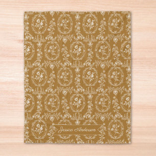 Vintage Rococo Flowers Floral Pattern Personalized Fleece Blanket