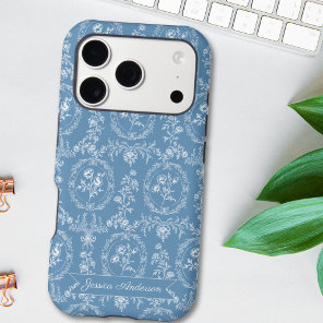 Vintage Rococo Flowers Floral Personalized Name iPhone 17 Pro Case