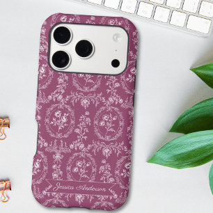 Vintage Rococo Flowers Floral Personalized Name iPhone 17 Pro Case
