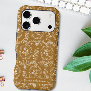 Vintage Rococo Flowers Floral Personalized Name iPhone 17 Pro Case