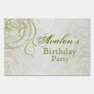 Vintage Rococo Gold Birthday Yard Sign
