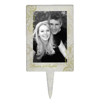 Vintage Rococo Gold Photo Cake Topper by theedgeweddings at Zazzle
