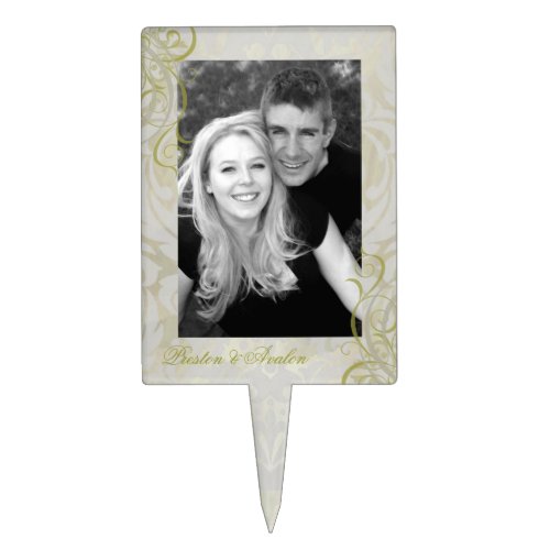 Vintage Rococo Gold Photo Cake Topper