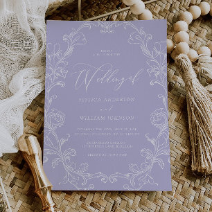 Vintage Rococo Line Art Princess Wedding Invitation
