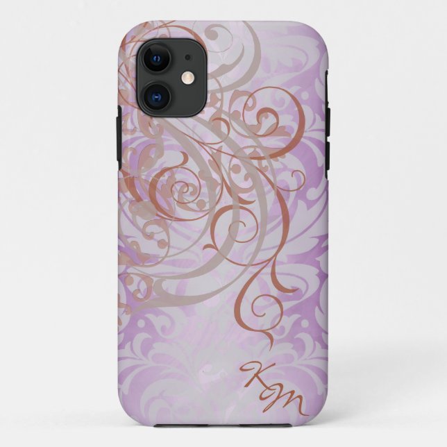 Vintage Rococo Orange Monogram Barely There Case (Back)