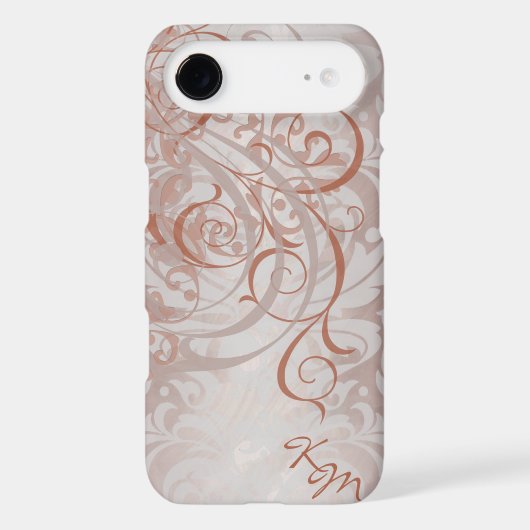 Vintage Rococo Orange Monogram Barely There Case (Back)