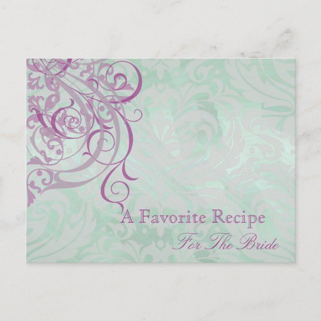 Vintage Rococo Pink Bridal Shower Recipe Card (Front)