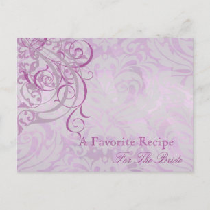 Vintage Rococo Pink Bridal Shower Recipe Card