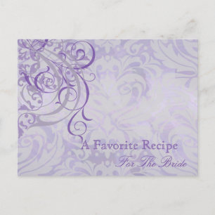 Vintage Rococo Purple Bridal Shower Recipe Card