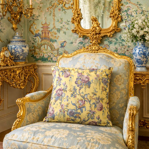 Vintage Rococo Revival Chinoiserie Pattern Throw Pillow