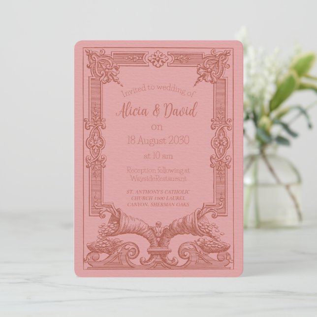 Vintage Rococo Wedding Invitations (Standing Front)