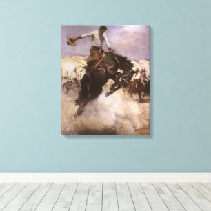 Vintage Rodeo Cowboy, Breezy Riding by WHD Koerner Canvas Print