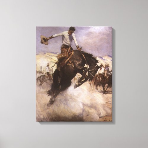 Vintage Rodeo Cowboy Breezy Riding by WHD Koerner Canvas Print