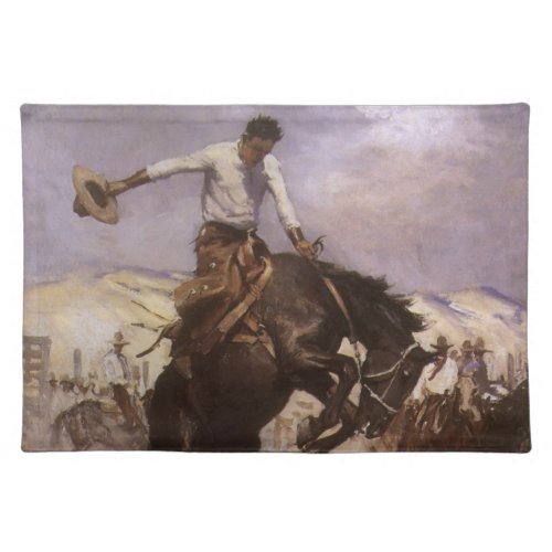 Vintage Rodeo Cowboy Breezy Riding by WHD Koerner Cloth Placemat