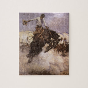 Vintage Rodeo Cowboy, Breezy Riding by WHD Koerner Jigsaw Puzzle