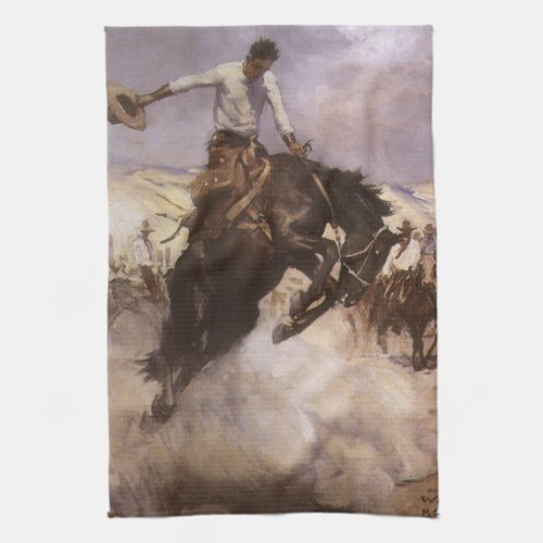 Vintage Rodeo Cowboy Breezy Riding by WHD Koerner Kitchen Towel