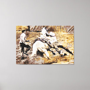 *~* Vintage Rodeo Cowboy Horse AR22  Western Canvas Print