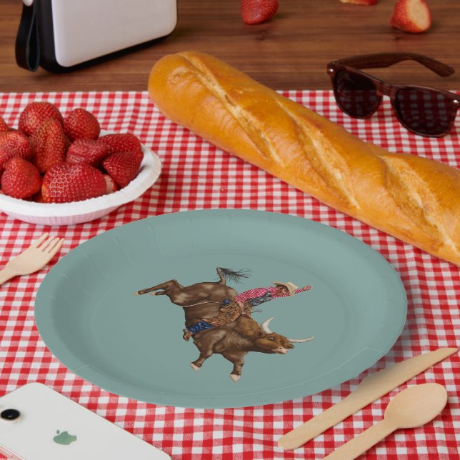 Vintage rodeo cowboy paper plates (Picnic)