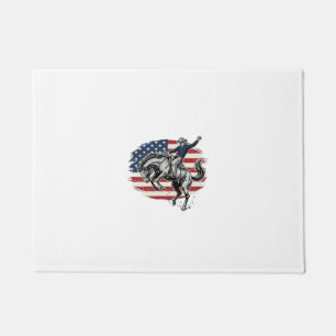 Vintage Rodeo Cowboy Patriotic Horse Rider Vector_ Doormat
