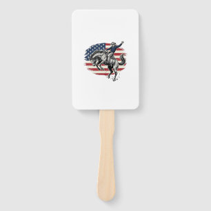 Vintage Rodeo Cowboy Patriotic Horse Rider Vector_ Hand Fan