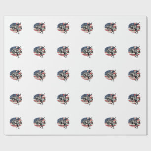 Vintage Rodeo Cowboy Patriotic Horse Rider Vector_ Wrapping Paper