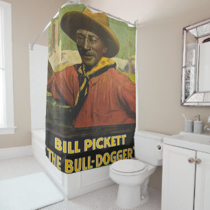 Vintage Rodeo Cowboy Steer Dogger Shower Curtain