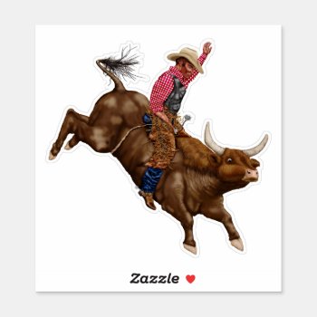 Vintage Rodeo Cowboy Sticker by stickywicket at Zazzle
