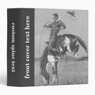 Vintage Rodeo Cowboys, Bucking Bronco by Remington 3 Ring Binder