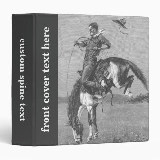 Vintage Rodeo Cowboys, Bucking Bronco by Remington 3 Ring Binder