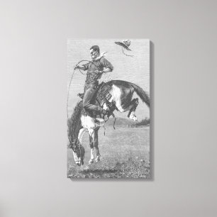 Vintage Rodeo Cowboys, Bucking Bronco by Remington Canvas Print