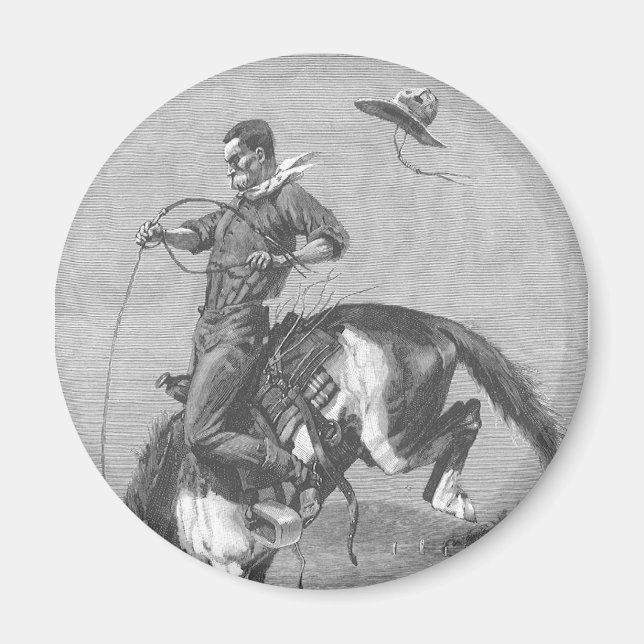 Vintage Rodeo Cowboys, Bucking Bronco by Remington Magnet (Front)