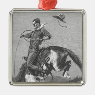 Vintage Rodeo Cowboys, Bucking Bronco by Remington Metal Ornament