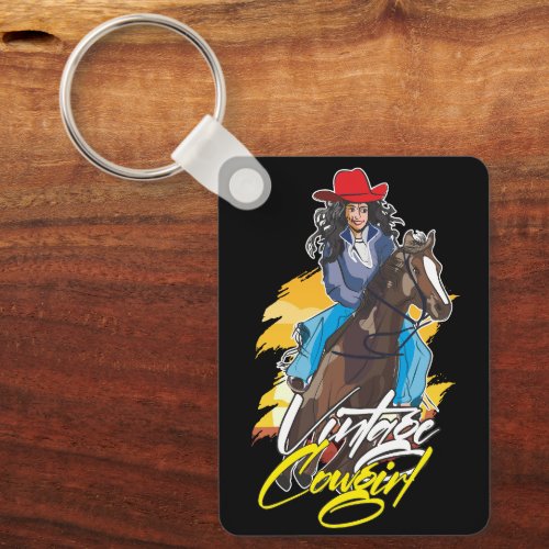 Vintage Rodeo Girl Classic Keychain